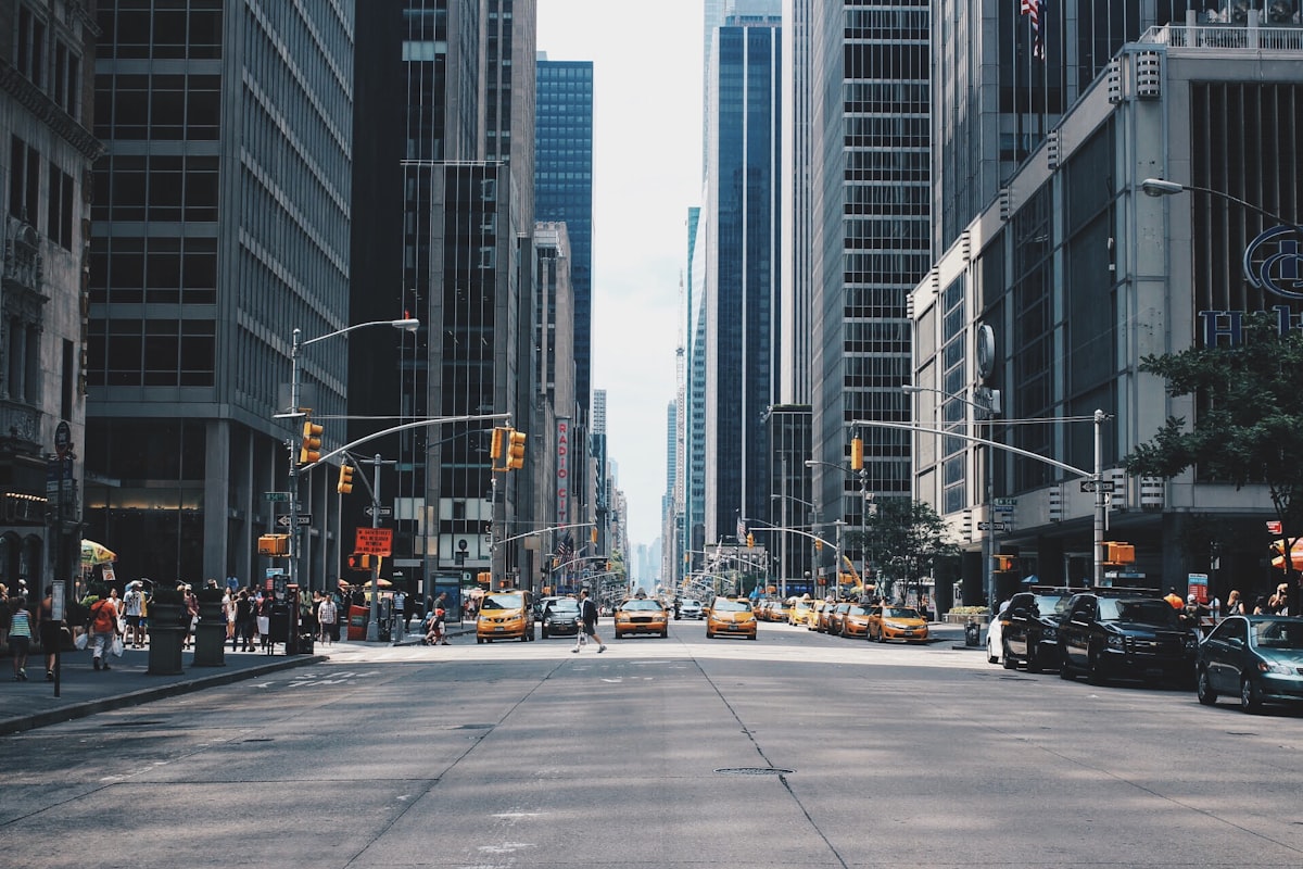 City street with pedestrians